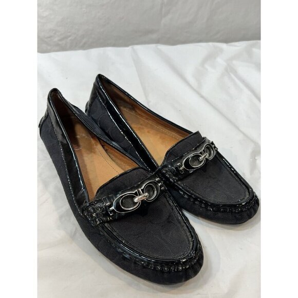 Coach Fortunata Black Driving Loafer Flats Size 7.5 B - Picture 2 of 13